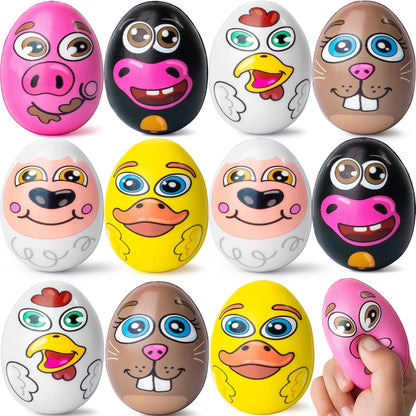 JOYIN 12-Pack Easter Squishy Eggs - Animal-Themed Slow-Rising Stress Relief Toys