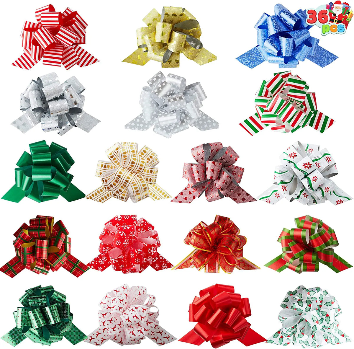 36-Pack Christmas Gift Wrap Ribbon Pull Bows