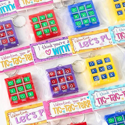 36 Valentine's Day Gift Cards with Tic-Tac-Toe Keychain