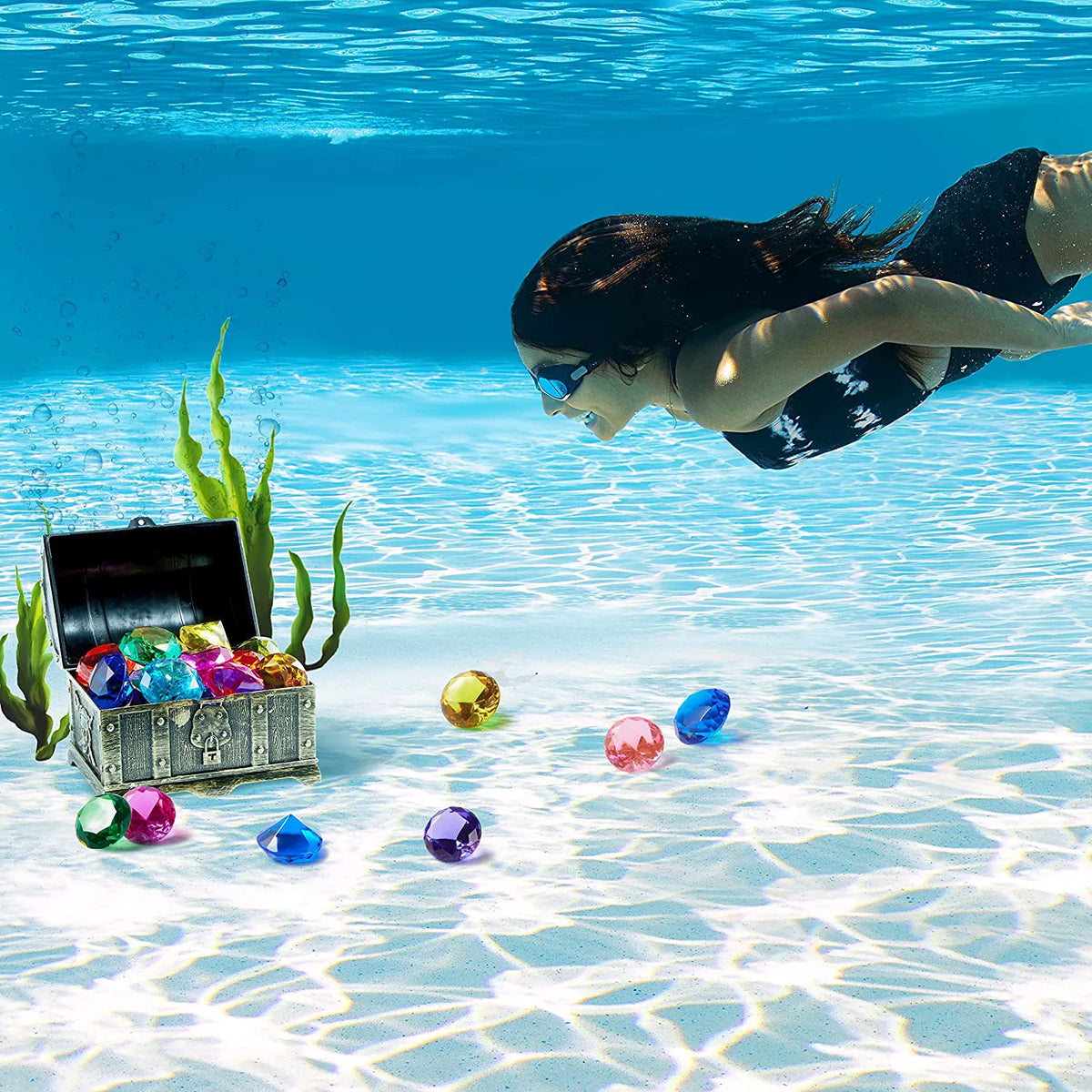 16 Colorful Underwater Gem Pool Toys