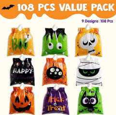 108 Pcs Four-Sided Halloween Goody Bags