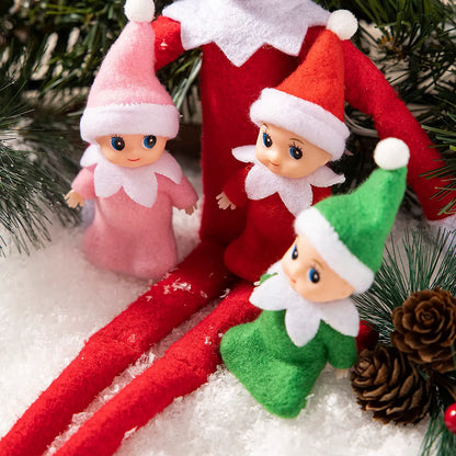 Green, Pink, and Red Tiny Baby Elf Doll for Christmas