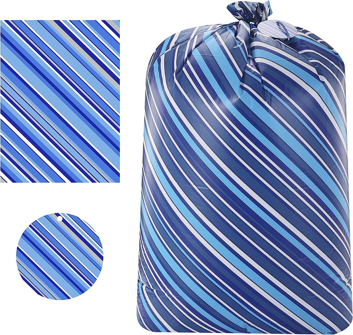 Large Holiday Plastic Gift Bags, Blue, 3 Count
