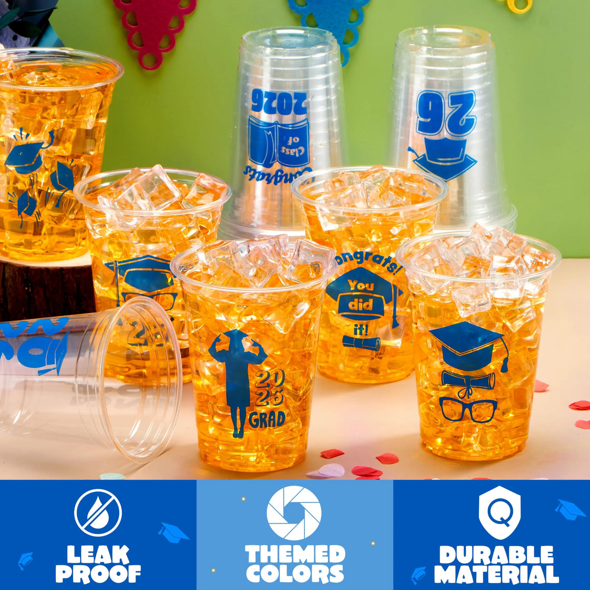 24 Pack 16oz Graduation Party Plastic Cups