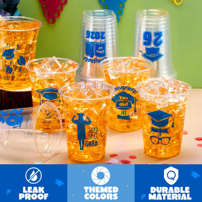 24 Pack 16oz Graduation Party Plastic Cups