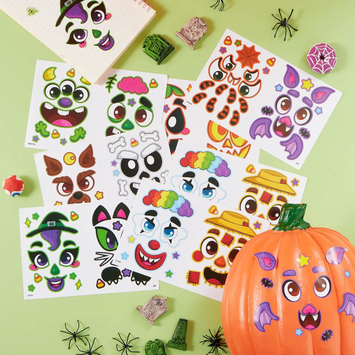 36 Halloween Pumpkin Face Stickers