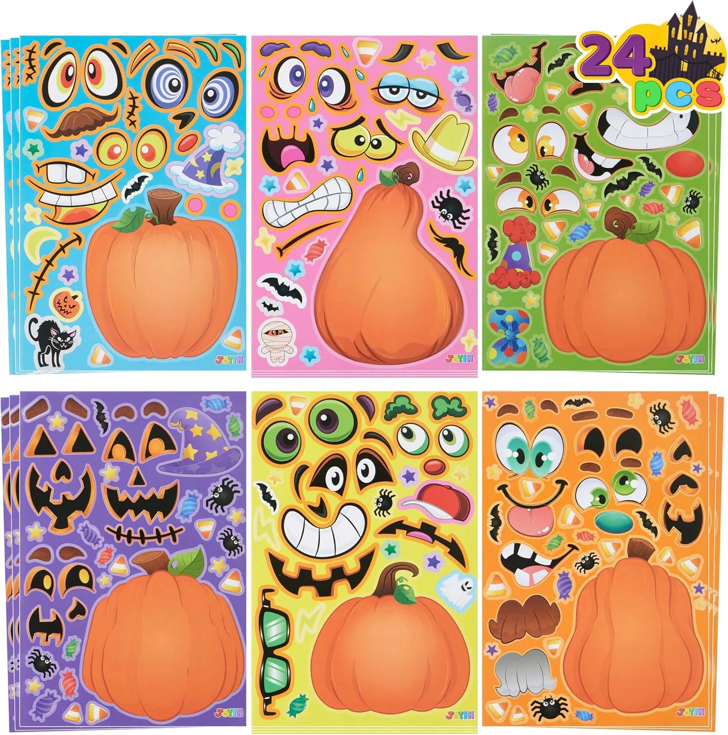 24 Halloween Pumpkin Decorating Stickers