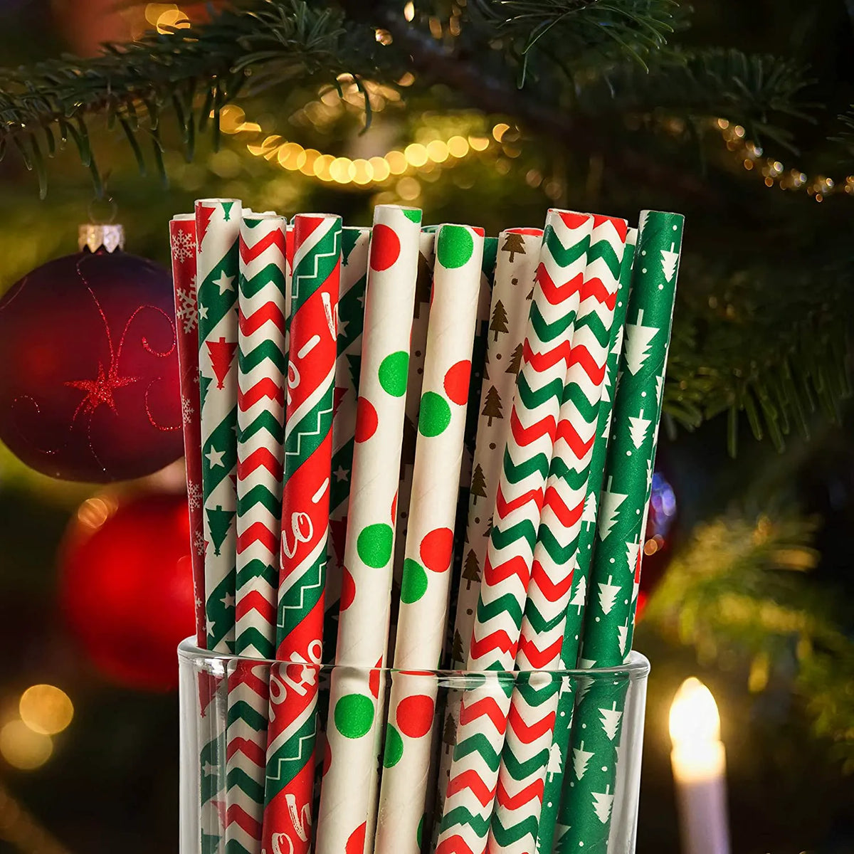Assorted Color Disposable Paper Drinking Straws