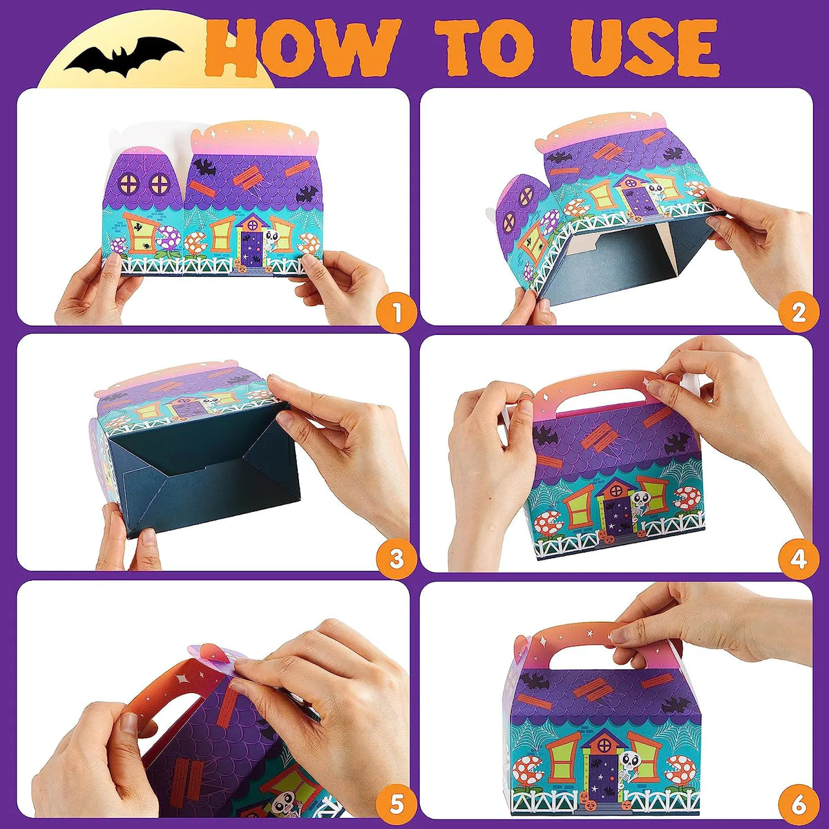 32-Pack 3D Halloween House Cardboard Treat Boxes
