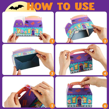 32-Pack 3D Halloween House Cardboard Treat Boxes