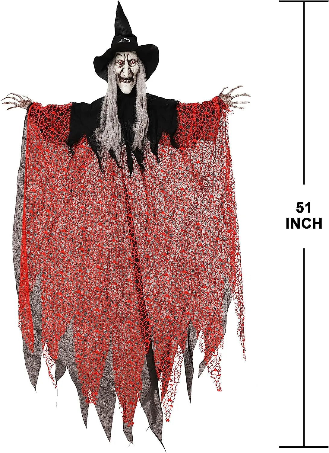 51-Inch Light-Up Hanging Witch Decorations (2 Pack)