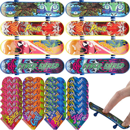 28 Mini Skateboards in Boxes with Valentine's Cards for Classroom Exchange