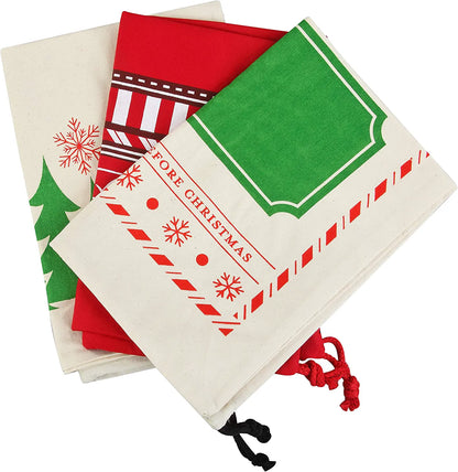 Large Santa Sacks Gift Bags, 3 Pack