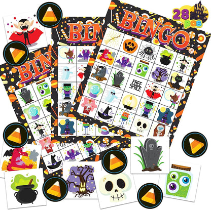 Halloween Bingo Game Cards for 28 Players