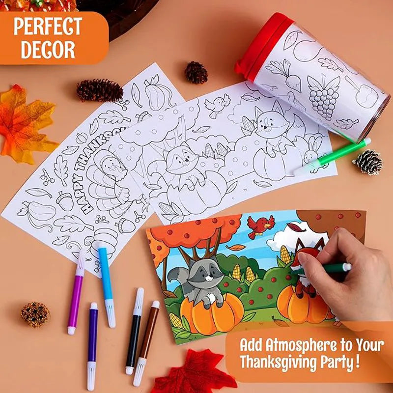 12 Thanksgiving Coloring Cups for Kids