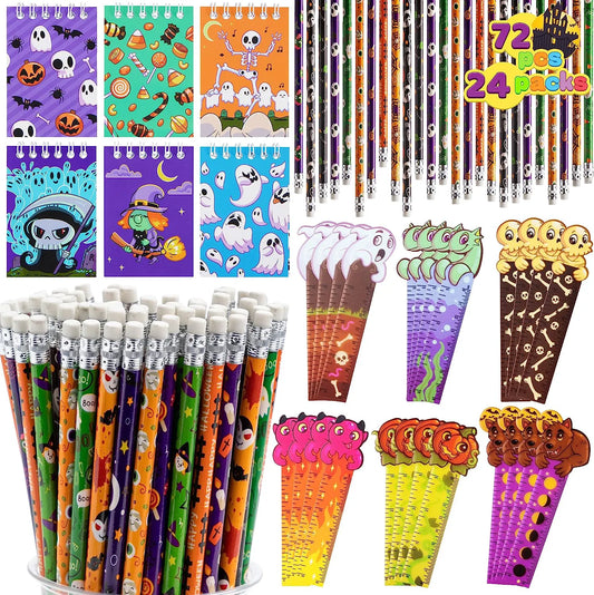 Halloween Pencil, Ruler & Notepad Set (24-Pack)