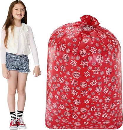 Large Red Holiday Plastic Gift Bags (3-Pack)