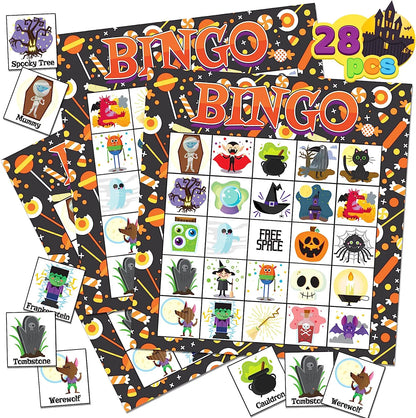 Halloween Bingo Game Cards for 28 Players