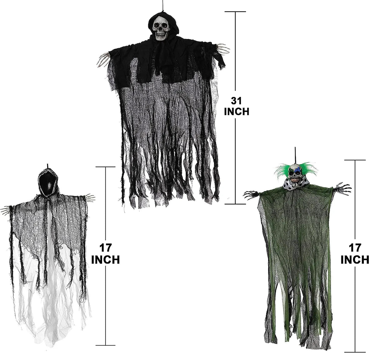 Hanging Clown, Ghost, and Grim Reaper