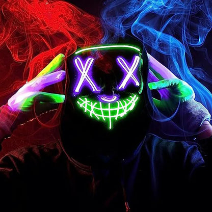 LED Multi Color Scary Mask and Gloves (Green & Purple)