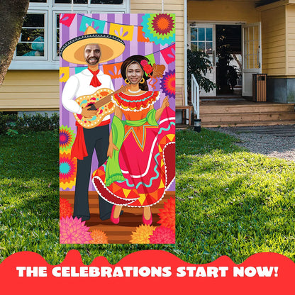 Cinco de Mayo Fiesta Couple Photo Door Banner, 36x72 Inches