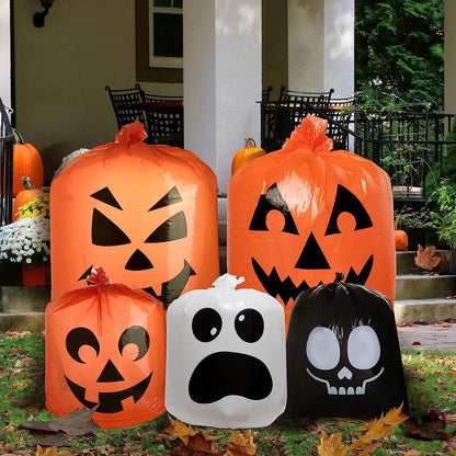 Halloween Plastic Lawn Leaf Bags, 6 Pack