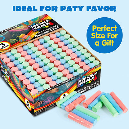 108 Pieces 3 Colors 36 Packs Sidewalk Chalks
