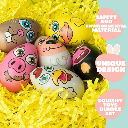 JOYIN 12-Pack Easter Squishy Eggs - Animal-Themed Slow-Rising Stress Relief Toys