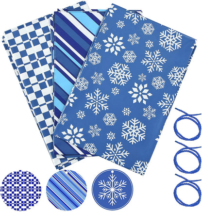 Large Holiday Plastic Gift Bags, Blue, 3 Count