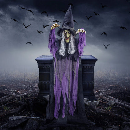72-Inch Hanging Talking Witch with Light-Up Eyes