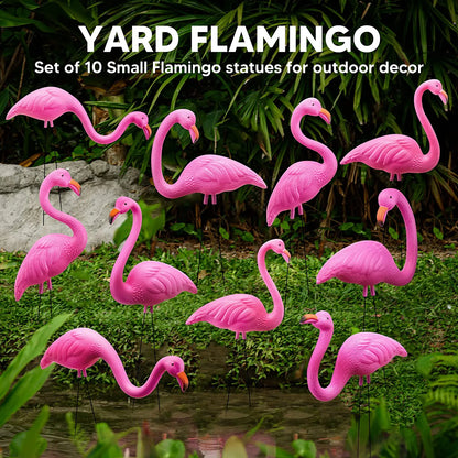 10 Pink Flamingo Yard Ornaments, Small