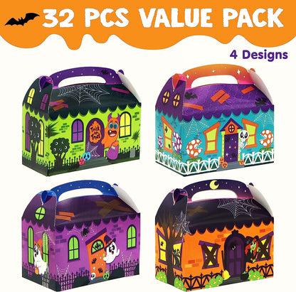 32-Pack 3D Halloween House Cardboard Treat Boxes
