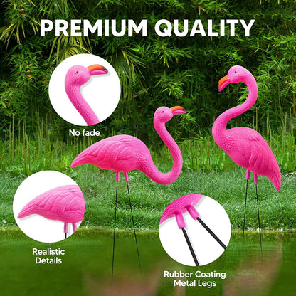 10 Pink Flamingo Yard Ornaments, Small