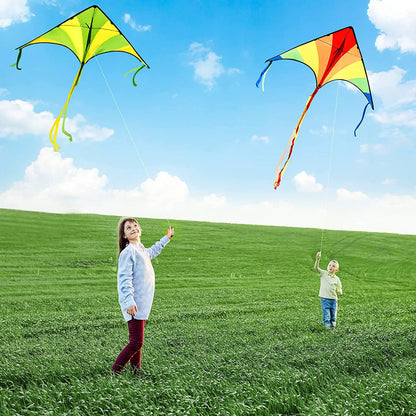 3-Pack Big Delta Kite Set (Green, Blue, Rainbow) with 262.5ft Kite String