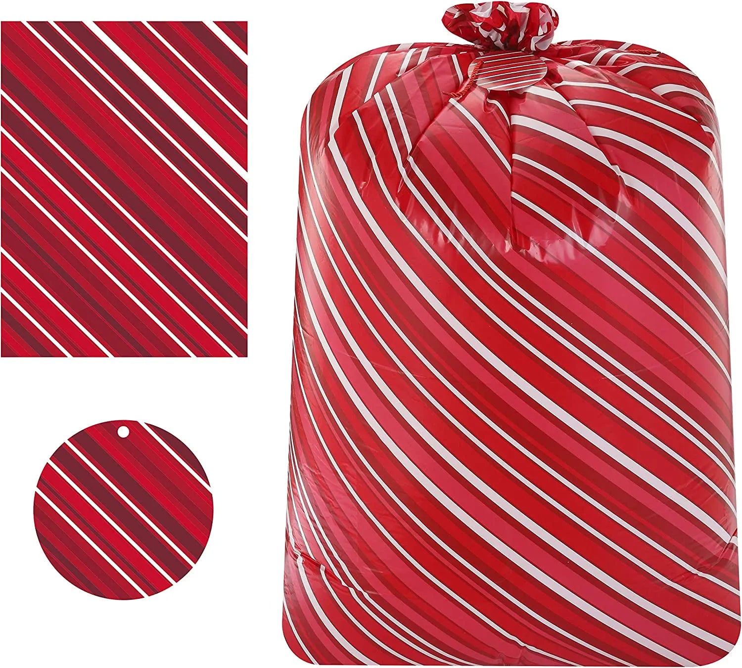 Large Red Holiday Plastic Gift Bags (3-Pack)