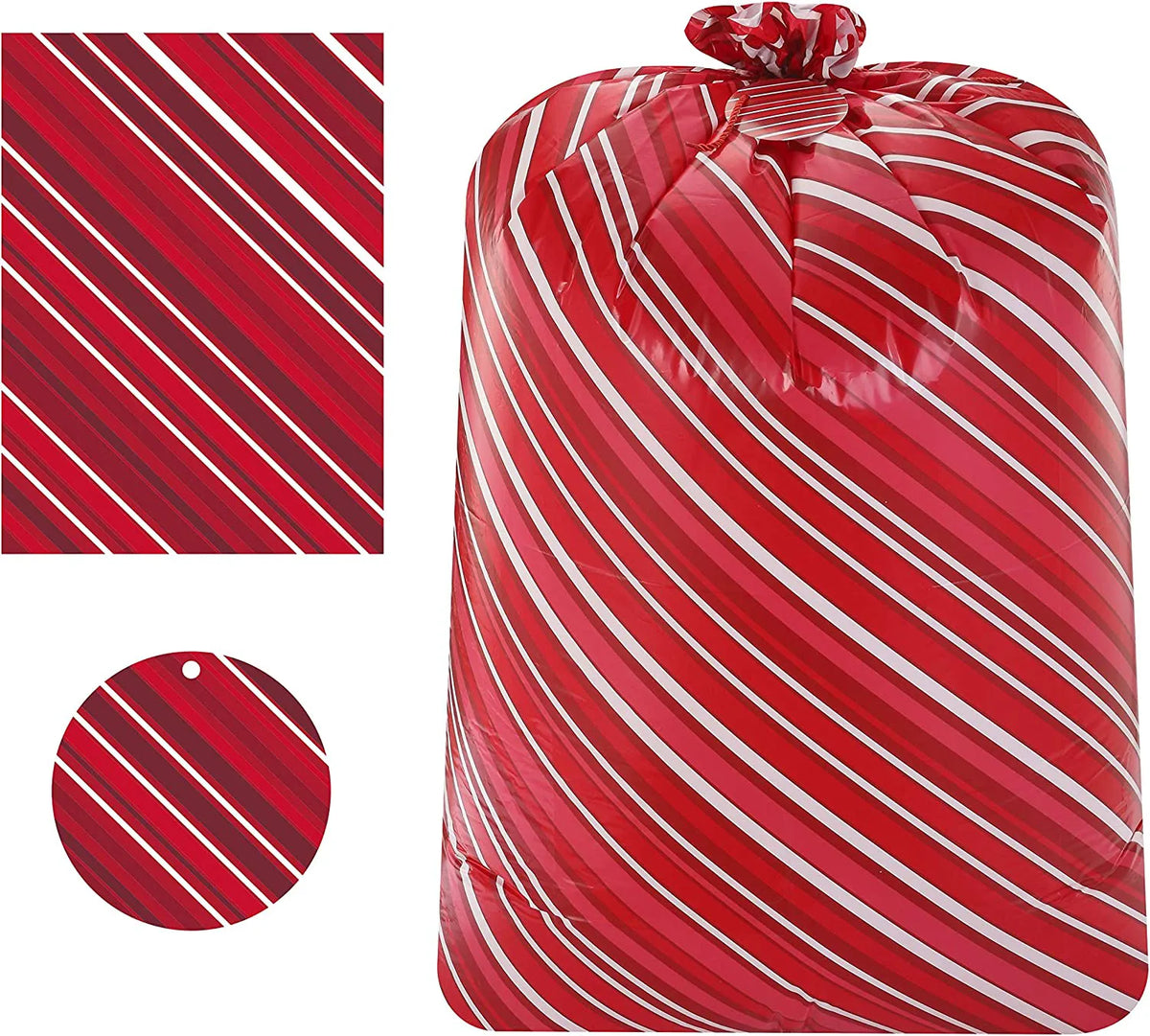 Large Red Holiday Plastic Gift Bags (3-Pack)