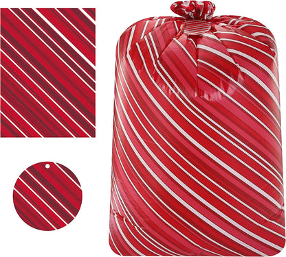 Large Red Holiday Plastic Gift Bags (3-Pack)