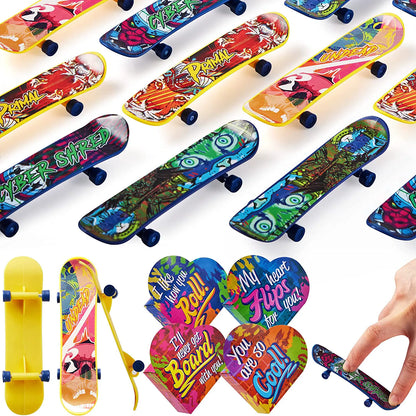28 Mini Skateboards in Boxes with Valentine's Cards for Classroom Exchange