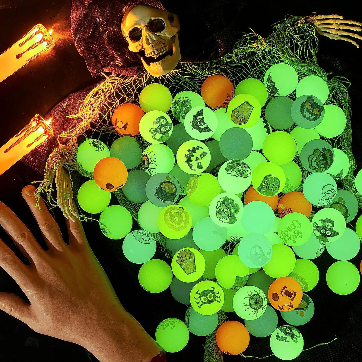 100 Glow-in-the-Dark Halloween Bouncing Balls