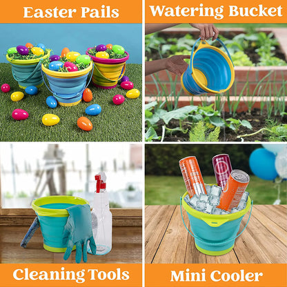 3-Pack Foldable Buckets with Shovels (Bonus Mesh Bag)