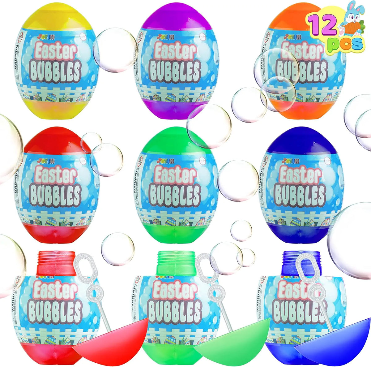 JOYIN 12-Pack Colorful Easter Egg Bubble Wands