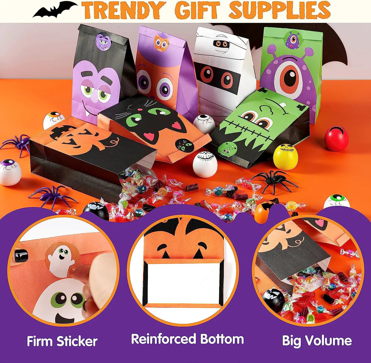 Kraft Paper Treat Bags with Characters, 60 Count