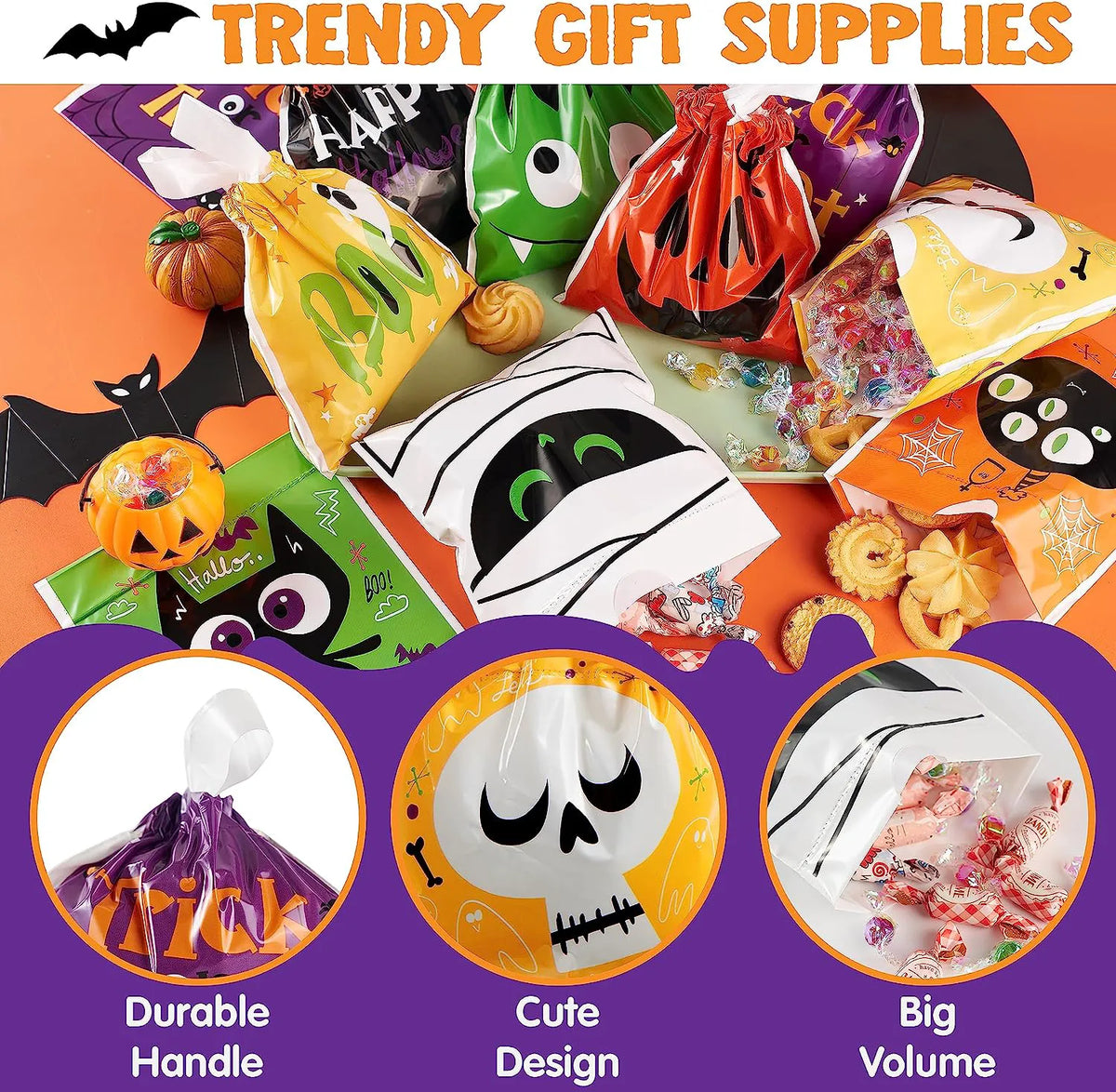 108 Pcs Four-Sided Halloween Goody Bags