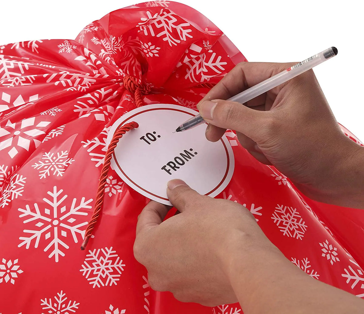 Large Red Holiday Plastic Gift Bags (3-Pack)