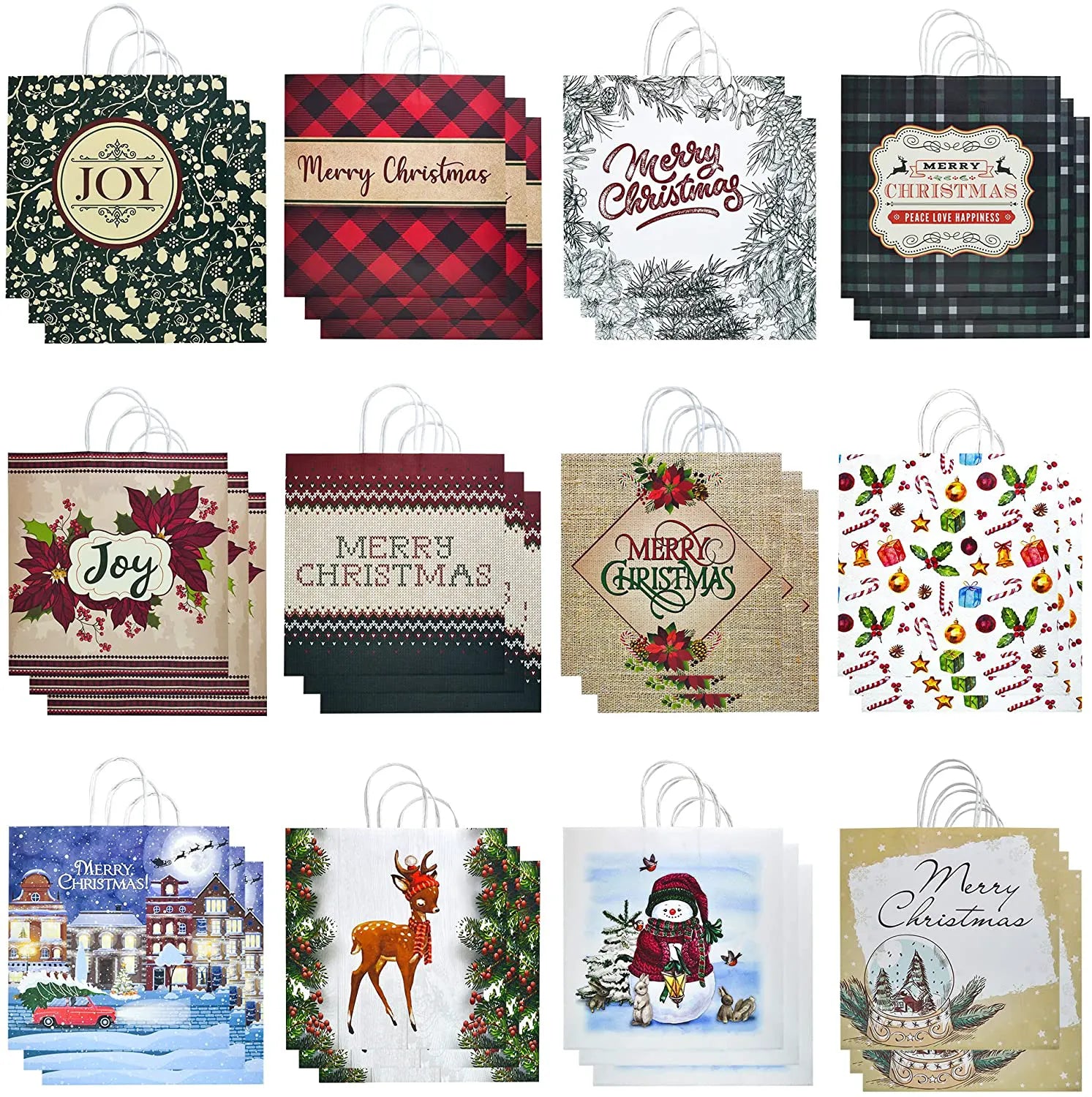 Christmas Shopping Bags - 36 Pack