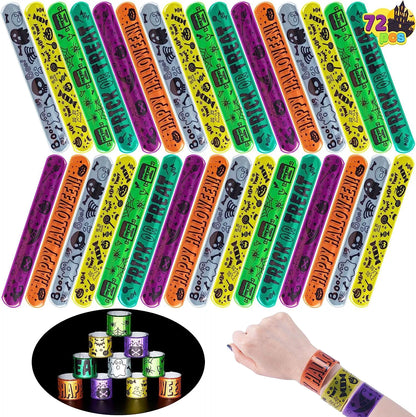 72-Pack Halloween Reflective Slap Bracelets