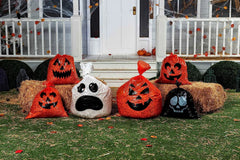 Halloween Plastic Lawn Leaf Bags, 6 Pack