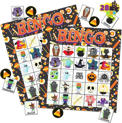 Halloween Bingo Game Cards for 28 Players