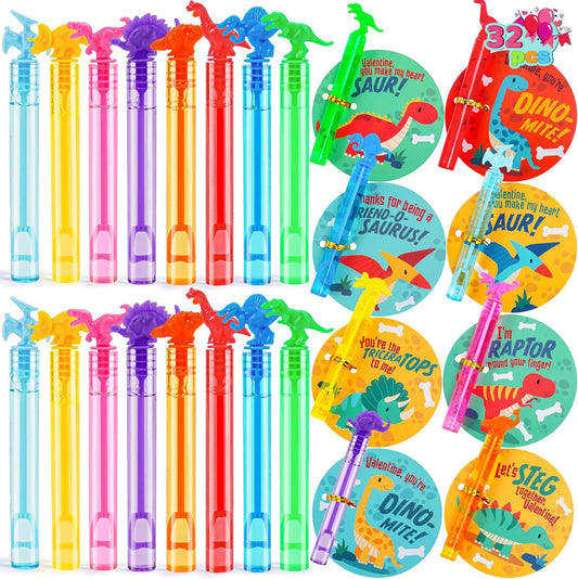 JOYIN 32 Pack Valentine's Day Cards with Mini Bubble Wands for Kids