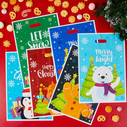 72 PCS Christmas Plastic Goodie Bags with Handles
